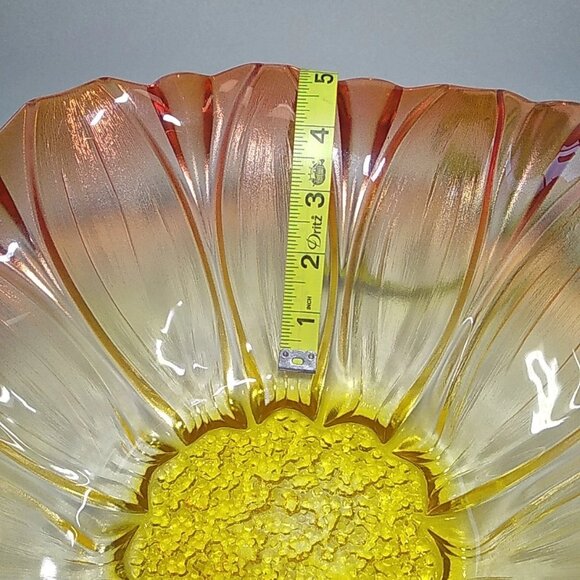 Vintage Mikasa Sunflower Tangerine Amber 13 1/2" Ruffled Bowl Iridescent Germany - Picture 4 of 9